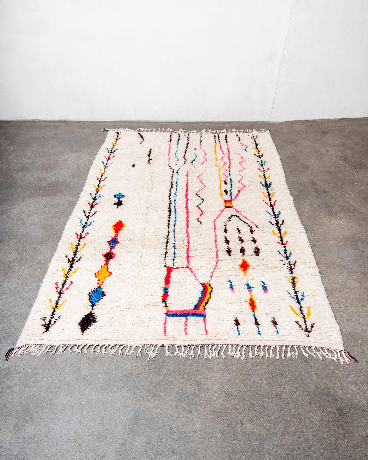 Modern designer handcrafted Berber rug from morocco Azilal with beautiful colors and patterns.